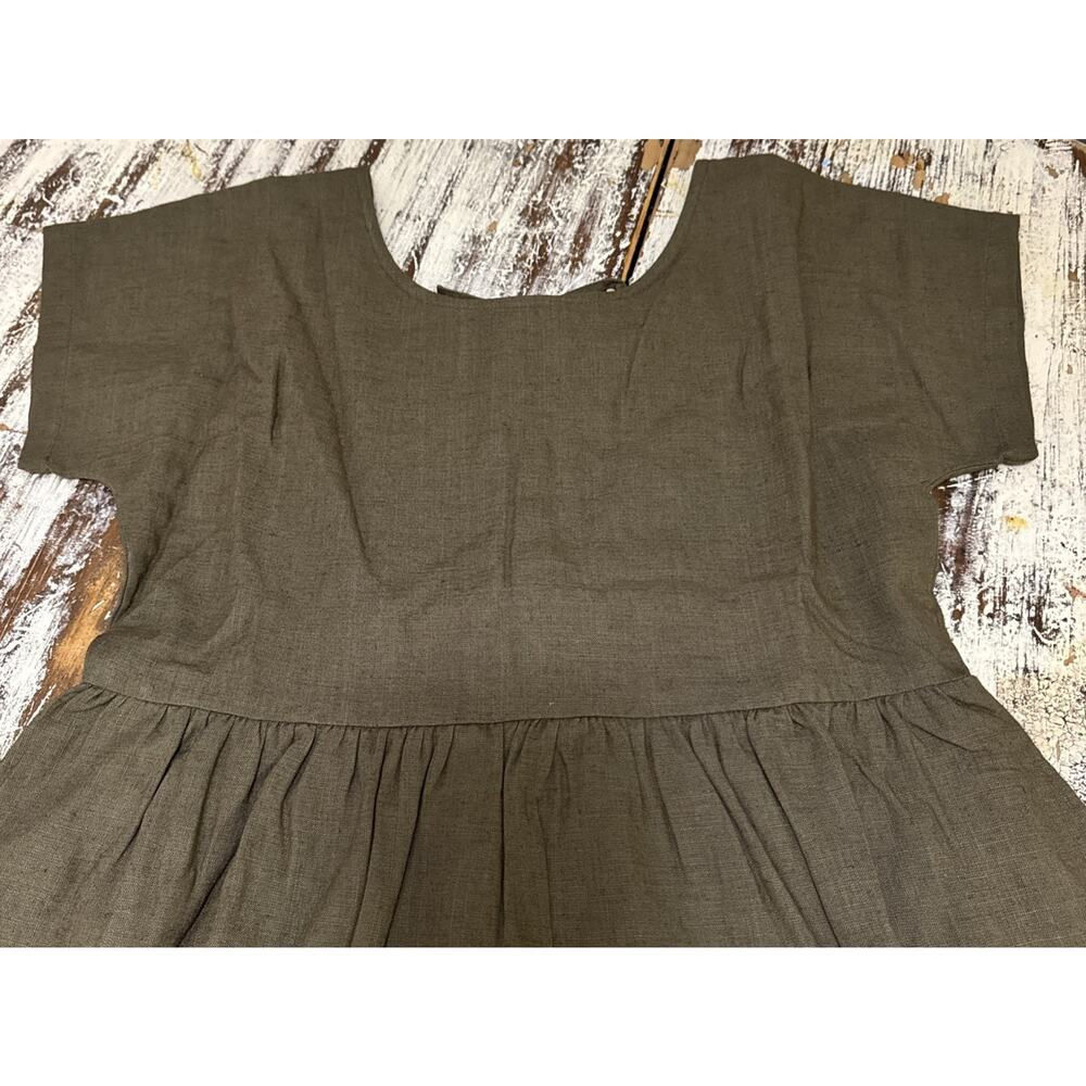 Little Cottonwood 100% LINEN Large Maxi Dress W Pockets Cottage NWT - Picture 12 of 13